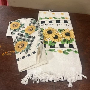Juego de 1 toalla de cocina girasol y un paño núcleo de cabaña, Granny Co�� - Imagen 1 de 6