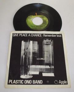 1969 John Lennon Plastic Ono Give Peace A Chance Apple 7" 45 w/ Picture Sleeve - Imagen 1 de 4