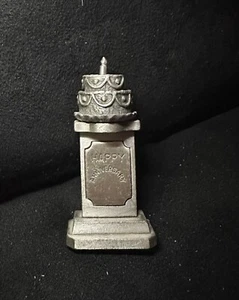 Pewter Happy Anniversary Cake Figurine 3” Tall - Picture 1 of 1