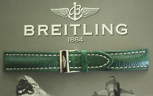 BREITLING 321X 22-20 BRG GREEN BULLHIDE TONGUE BUCKLE WATCH BAND WATCHBAND STRAP