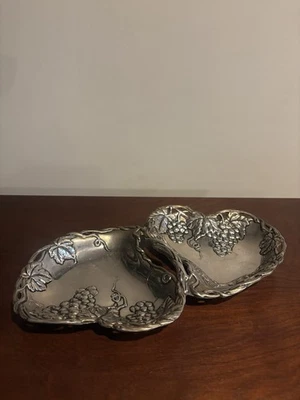 Godinger Plateado Diseño Uva Doble Corazón Plato para Servir Bandeja 11" ~ Leer 👀 Foto 1 de 4