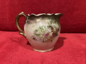 VINTAGE BAVARIA #5804 FLORAL CREAMER PITCHER With Gold Accents - Picture 1 of 8