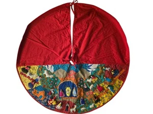 Peru Arpillera Patchwork Christmas Nativity Tree Skirt Peruvian 42" OOAK Vintage - Picture 1 of 14