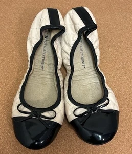 BUTTERFLY TWISTS Foldable Ballerina Olivia Quilted Patent Toe Cream Black 40 / 9 - Picture 1 of 20