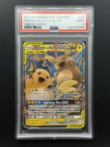 Raichu & Alolan Raichu GX 54/236 Sm-Unified Minds Holo - PSA 9 Mint - Picture 1 of 2