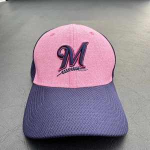 New Era 39THIRTY Milwaukee Brewers Baseball Hat Cap Pink Size M/L - Picture 1 of 6