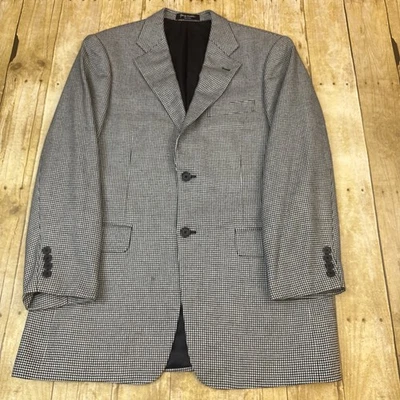 John W Nordstrom Blazer Loro Piana Cashmere White Black Houndstooth 40R - Image 1 of 4