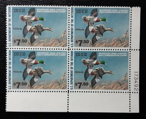 US Scott #RW47, 1980 $7.50, Federal Duck Hunting Stamps, Plate block of 4 MNH/OG - Picture 1 of 2