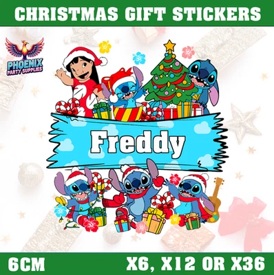 PERSONALISED CHRISTMAS STICKERS STITCH GIFT PRESENT LABEL