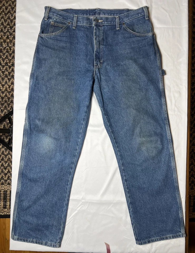 Мужские джинсы Dickies 36x30 расслабленные плотник широкие штанины джинсовая ткань универсальные петлевые карманы - Изображение 1 из 4