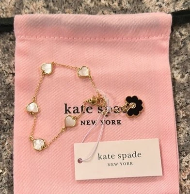 100% Authentic Kate Spade NY Heart Station Bracelet W/ Black Charm - Image 1 of 4