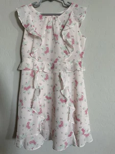 Janie And Jack Pink Floral Chiffon Dress Size 7 - Picture 1 of 5