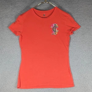 Juicy Couture Shirt Womens Size Extra Small Bright Orange Embroidered Flower - Picture 1 of 6