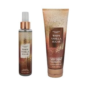 2 Bath & Body works WARM VANILLA SUGAR Body Cream, 8 oz + Diamond Shimmer Mist - Picture 1 of 1