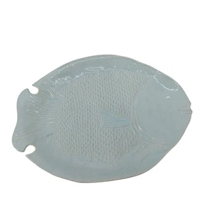 Pottery Barn Malibu Figur Fisch Blau Platte 17x13 Costal - Bild 1 von 18