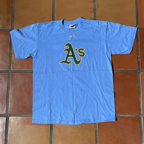 Vintage Nike Team Mens Large Blue T-Shirt MLB Baseball Oakland A’s Chavez Tee Cover