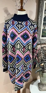 Farm Rio Rauti Sweater Tunic Dress Size XL - Foto 1 di 9