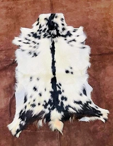 Real Leather Fur Skin, Scandinavian Goat Hide Taxidermy, Nordic Winter Pelt Coat - Picture 1 of 9