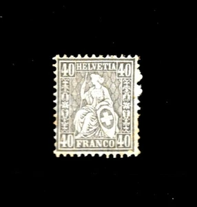 Switzerland 1867-78, Scott 58, 40c Grey, "Helvetia" White Wove Paper, MH - Picture 1 of 2