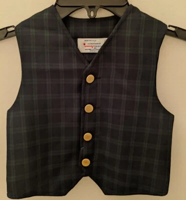 Chaleco IMP Originals Botón Delantero Niños Pequeños Talla 3T NUEVO Azul Marino y Verde A Cuadros Foto 1 de 4