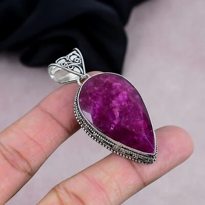 Red Ruby Lab-Created Gemstone Pendant 925 Sterling Silver Pendant Jewelry Gifts - Image 1 of 4