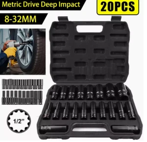 Schwerlast 20 Stück Auto LKW Steckschlüsselsatz 1/2" Antrieb 8-32 mm metrisch - Bild 1 von 9