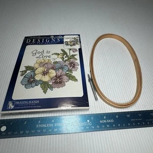 God is Love #114908 Designs for The Needle Floral Counted Cross Stitch + Hoop - Picture 1 of 4