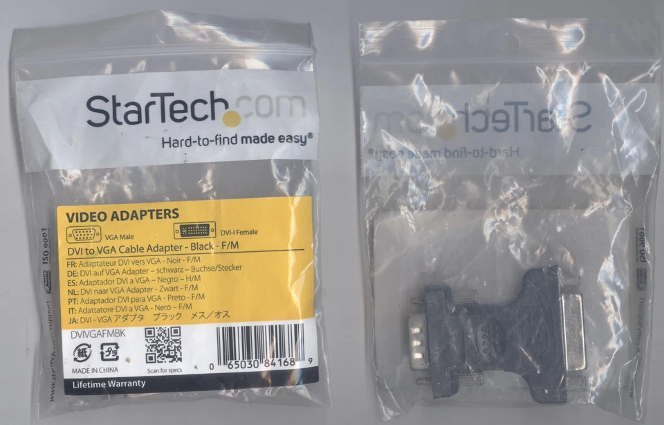 Two Startech VGA Male to DVI-I Female Adapters NOS - Image 1 of 1