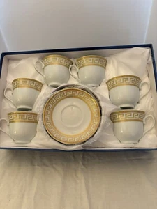 Joseph Sedgh Fine Porcelain 12pcs Gold Plated Accents, Vintage Greek Key Ornamen - Picture 1 of 10