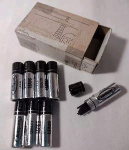 Cables de lápiz de punto automático vintage negros 0,9 mm medianos 8 tubos nuevos en caja - Imagen 1 de 3