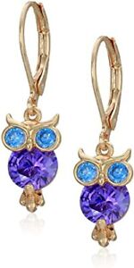BETSEY JOHNSON OWL EARRINGS WITH CUBIC ZIRCONIA 100% AUTHENTIC FREE SHIPPING!!