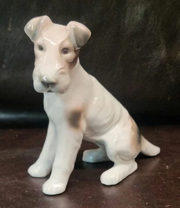 Antique AP Wire-haired Fox Terrier Figurine, Underglaze Painting, 5 7/8" Tall/NM - Picture 1 of 11