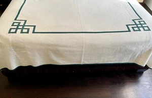 Jane Wilner Custom Pique Full Coverlet W/Hunter Fretwork Green Tape Trim - Picture 1 of 11