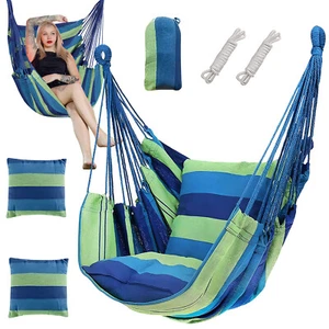 Portable Hammock Hanging Chair Garden Camping Breathable Bed Heavy Duty 200Kg UK - Picture 1 of 13