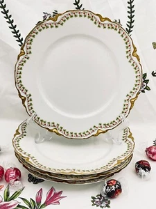 4 Haviland Limoges Dinner Plates Gold & Clover Schleiger 113A Blank 24 READ! - Picture 1 of 24