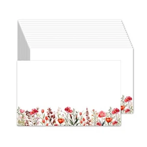 50 kleine Notizen 4"x 6" Karten, Karton, leere Notizkarten - rote Wildblumen - Bild 1 von 2