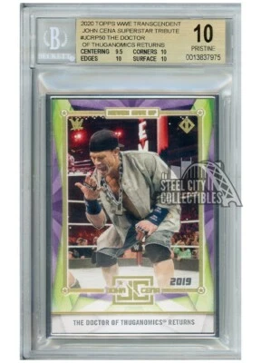John Cena 2020 Topps WWE Transcendent WrestleMania #JCRP50 BGS 10 Pristine - Image 1 of 2