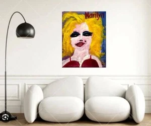 POP ART colorful MARILYN MONROE Portrait PAINTING upcycled SWARTZMILLER DNA wall - Picture 1 of 17
