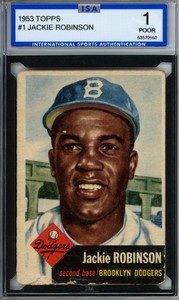 1953 TOPPS #1 JACKIE ROBINSON BROOKLYN DODGERS POOR ISA 1
