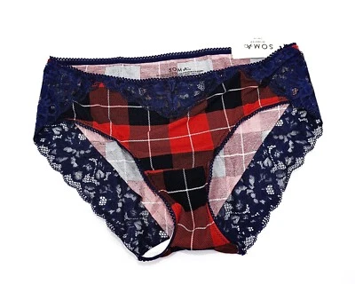 Soma Intimates Embraceable Lace Hipster ~Blanket Plaid Mini Navy~ Size: M [NWT] - Image 1 of 3