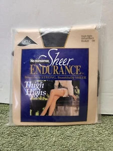 No Nonsense Sheer Endurance Thigh Highs Almost Black Medium CW4 - Picture 1 of 7