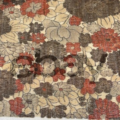 Vintage 70er Flower Power Stoff halbtransparent braun rostbraun Poly Strick 2,5 Yds x 60" - Bild 1 von 4