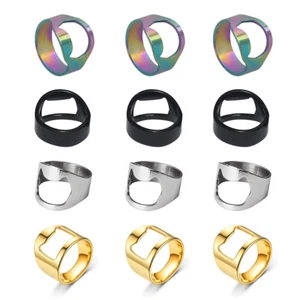 Abridores de botellas de cerveza de anillo de acero inoxidable dorado multicolor tamaño paquete de 10 - Imagen 1 de 16