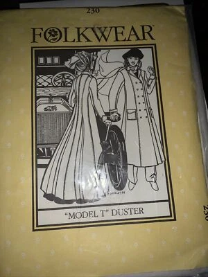 民间服装模型 T Duster Coat 街道或踝部长度缝纫样板 230 尺寸 8-16 — 第 1/4 张图片