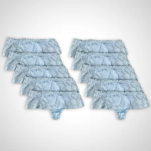 (Pack of 10) Size 9/2XL Vintage Secret Treasures Thin Blue Lace Thong Underwear - Picture 1 of 9
