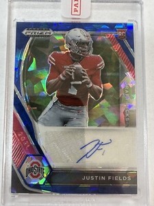 2021 Prizm Draft Picks Justin Fields Auto  Blue Cracked Ice /75