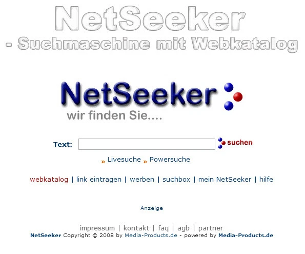 NetSeeker - Suchmaschine mit Webkatalog - PHP-Script - Bild 1 von 1