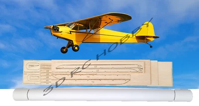 Piper Cub 22" Wingspan R/C Airplane Laser Cut Balsa & Ply Short Kit - Image 1 of 3