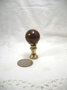 Lamp Finial Amber Glass Ball Brass Fitting Standard Thread 9AB - Picture 1 of 5