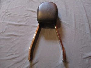 Vintage Motorcycle Back Rest Chrome Leather Sissy Bar Honda 17" Long 9 1/2" Wide - Picture 1 of 8
